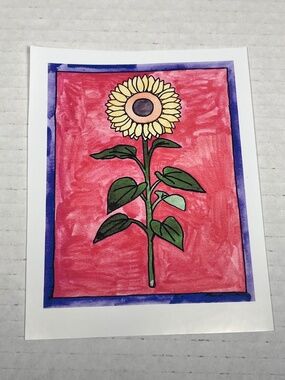 Sunflower Watercolor Painting Art Print Vinyl Cut Sticker